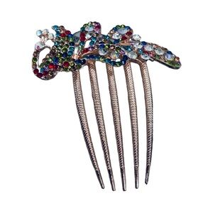 Elegant Multicolor Crystal Peacock Hair Comb